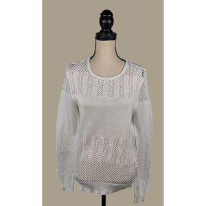 Saks 5th Avenue White 100% Cotton Sweater Size Large NWT